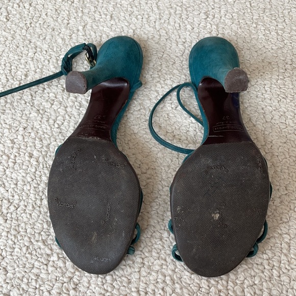Marc Jacobs Teal Strappy Suede Strappy Sandals - Picture 2 of 4